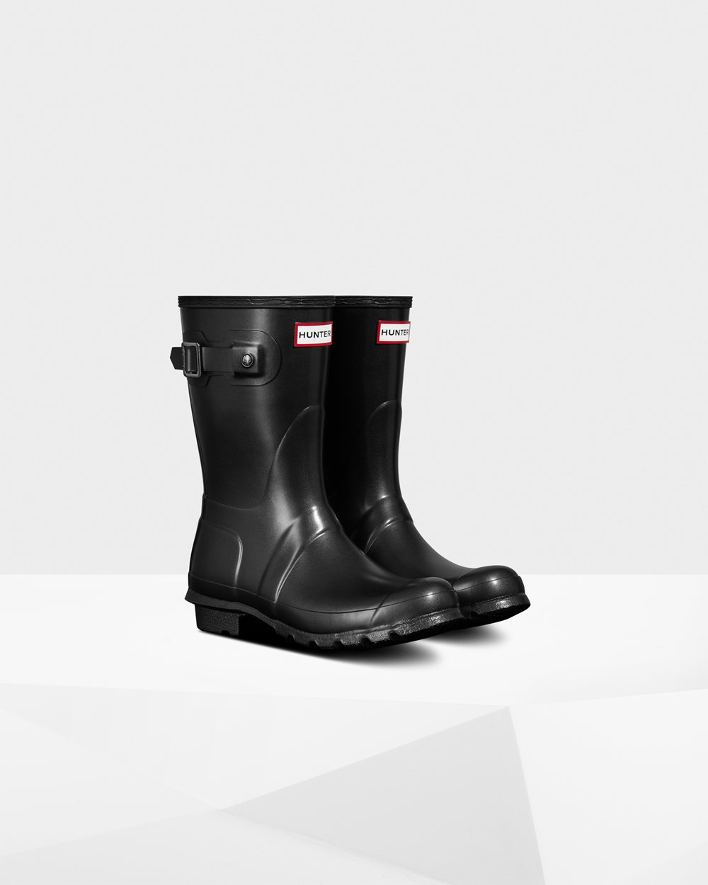 Womens Hunter Original Pearlized - Short Rain Boots Black - 8035-HIRQL